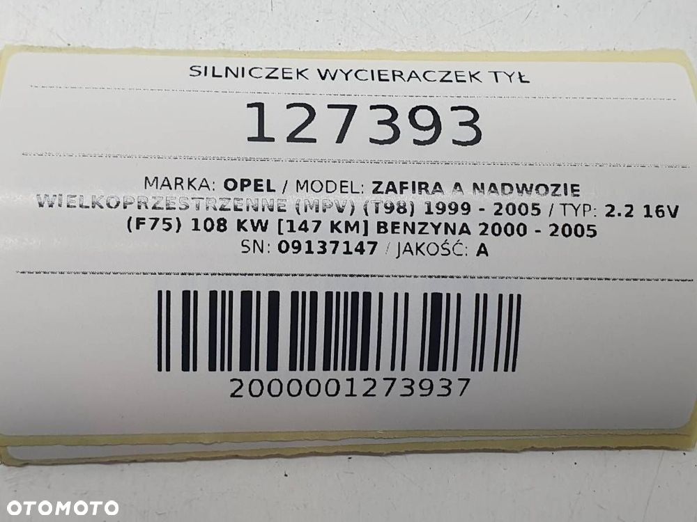 SILNICZEK WYCIERACZEK TYŁ 09137147 OPEL ZAFIRA A EUROPA - 6