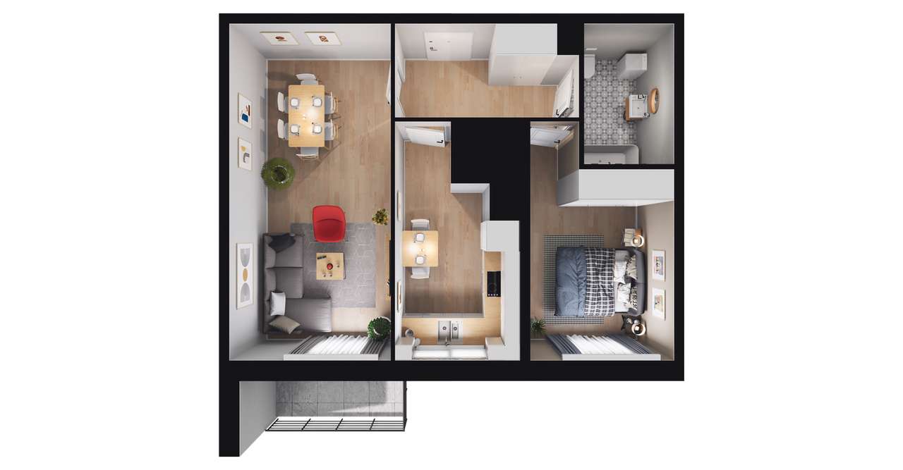 2-pokojowe mieszkanie 52m2 + balkon Bez Prowizji - Pełny obrazek: 2/5