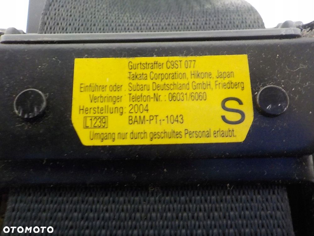 SUBARU IMPREZA II GD PAS BEZPIECZEŃSTWA NAPINACZ PRAWY PRZÓD PASAŻERA - 13