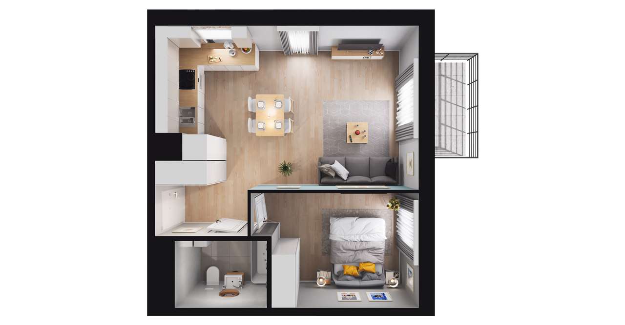 2-pokojowe mieszkanie 44m2 + balkon Bez Prowizji - Pełny obrazek: 3/19