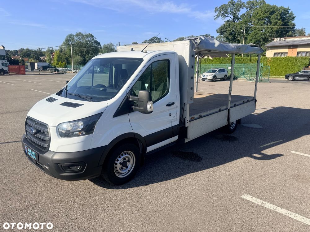 Ford FORD TRANSIT 350 PLANDEKA L3 2.0 DIESEL 170 KM • 2021 • 89 827 KM • ŁADOWNOŚĆ 1375 KG • FV 23% • SALON POLSKA • SERWIS ASO • PEŁNA EKSPERTYZA • GWARANCJA - 14