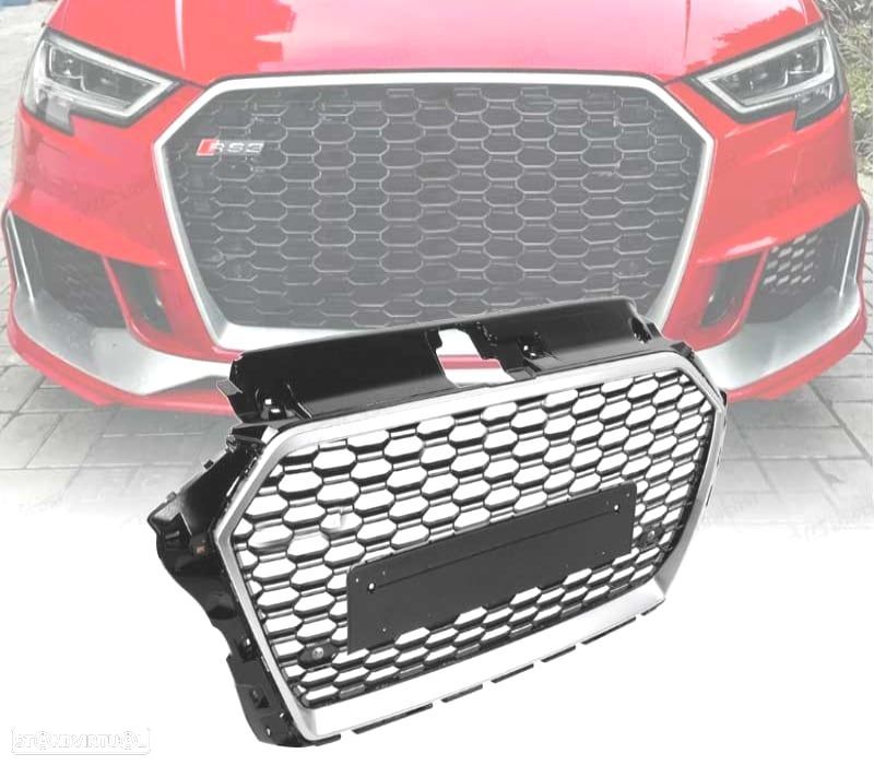 GRELHA AUDI A3 8V 17-19 LOOK RS3 PRETO PRATEADO - 1