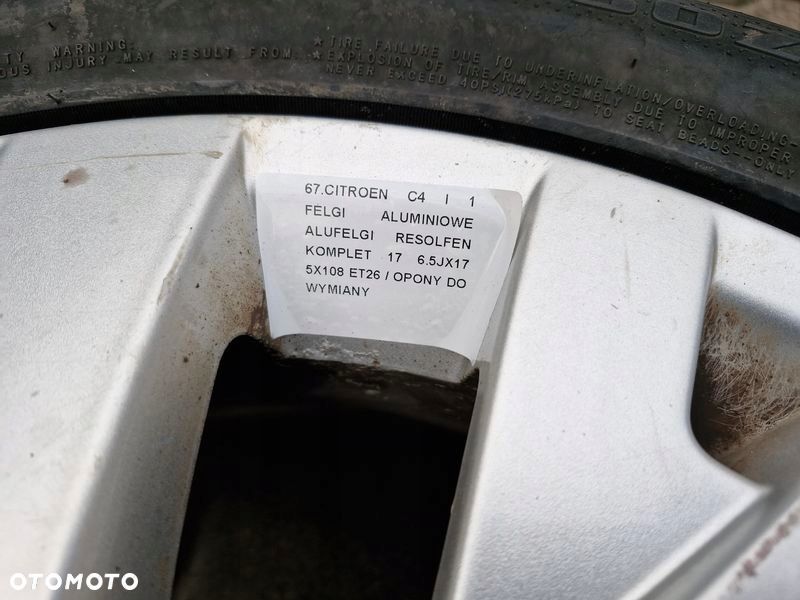 citroen c4 1 i felgi aluminiowe alufelgi resolfen 17 6.5jx17 5x108 et26 - 12
