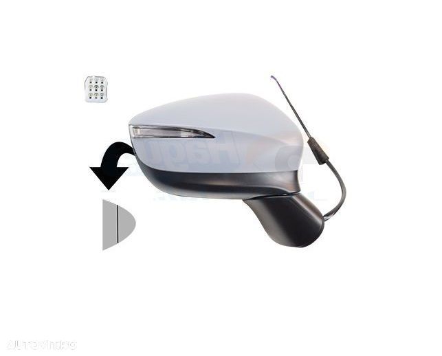 Oglinda usa exterioara Mazda CX-5 (KE), 2015-08.2017, partea dreapta, reglare electrica; grunduit; incalzit; sticla convexa; geam cromat; rabatabil; 9 gauri / 8 pini; cu semnalizare - 1
