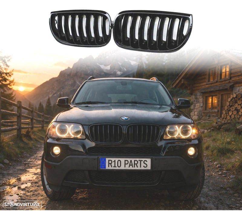GRELHAS FRONTAIS BMW X3 E83 03-06 PRETO BRILHANTE - 1
