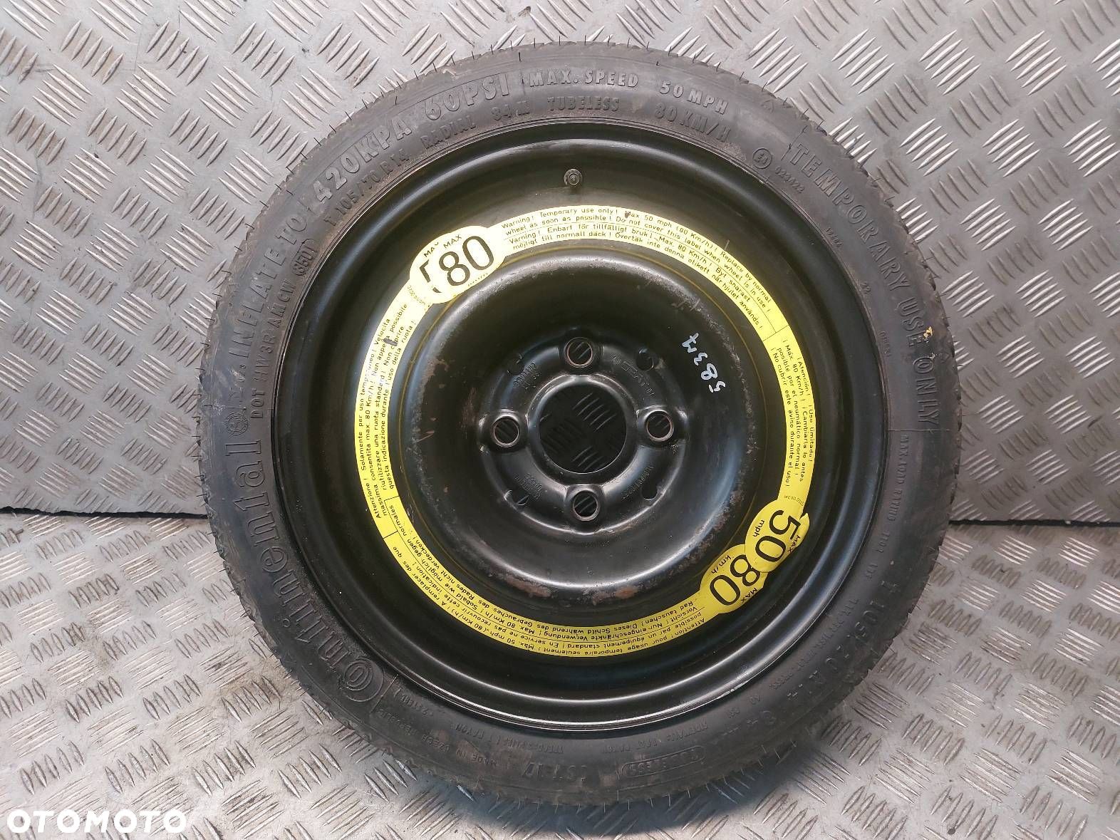 KOŁO DOJAZDOWE SEAT CORDOBA I FL 1L0601025D 4×100 105/70R14 CONTINENTAL - 1