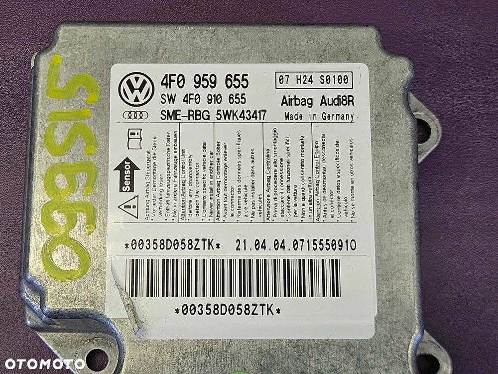 Sensor 4F0959655 4F0910655 Poduszek Moduł Poduszek Sensor Airbag Air Bag Sterownik Audi A6 C6 - 2