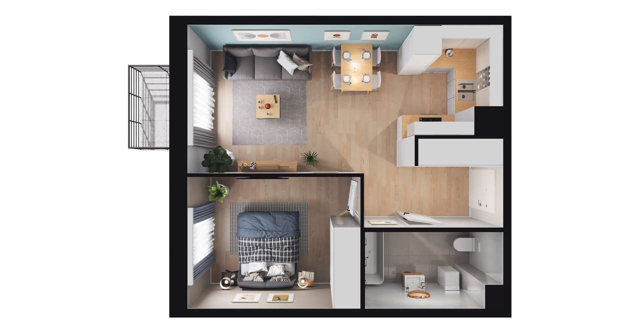 2-pokojowe mieszkanie 41m2 + balkon Bez Prowizji