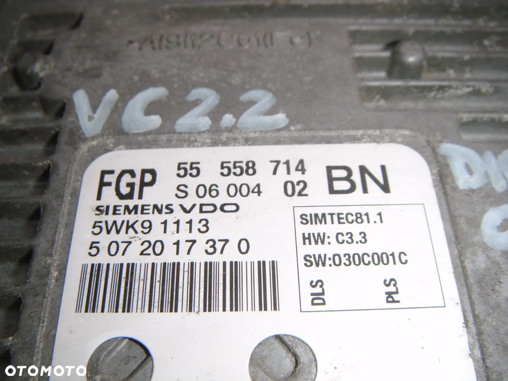 opel vectra c 2.2  direct komputer- sterownik silnika  55558714 - 2