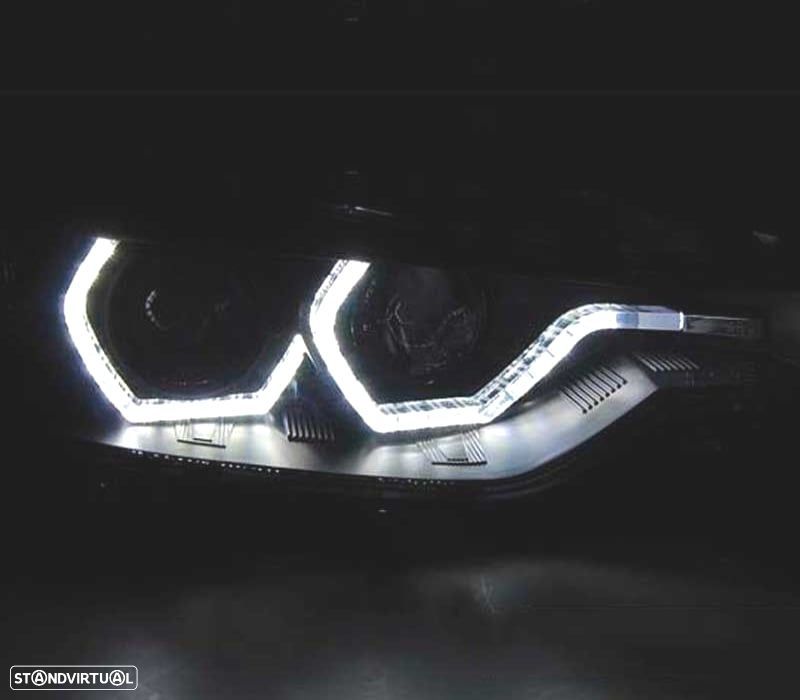 FARÓIS BMW F30 F31 11-15 XENON AFS ANGEL EYES DRL LED PRETOS - 3