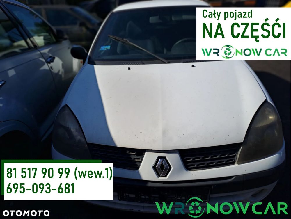 Renault Clio II FL (01-03r.) 1.2B 74KM. Silnik D4F 712 Skrzynia JB1 513 lakier OV369 – ICE WHITE BC.Cały na części.GWARANCJA !!! Przód Tył Zestaw Komplet Drzwi Klapa Zderzak Błotnik Maska Grill Atrapa Szyba Pas Lampa Lusterko Boczki Fotel Kanapa Kokpit Deska Rozdzielcza Przełącznik Włącznik Sterownik Przewody Wiązka Instalacja Moduł Komputer Czujnik Listwa Pompa Alternator Wtryski Głowica Rozrusznik Kompresor Sprzęgło Dwumas Silnik Skrzynia ABS Klimatyzacji Paliwa Wspomagania Kolektor Turbina Przepustnica Zawór Chłodnica Koło Hak Belka Sanki Zawieszenie Mcpherson Półoś Amortyzator Wydech Tłumik Zacisk Most - 1