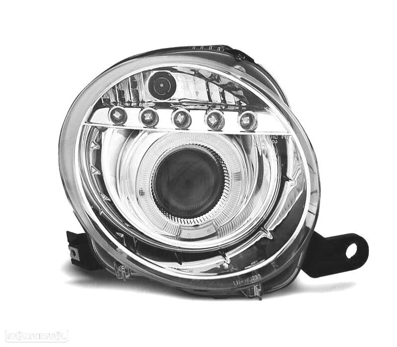 FARÓIS ANGEL EYES FIAT 500 07-15 FUNDO CROMADO - 3