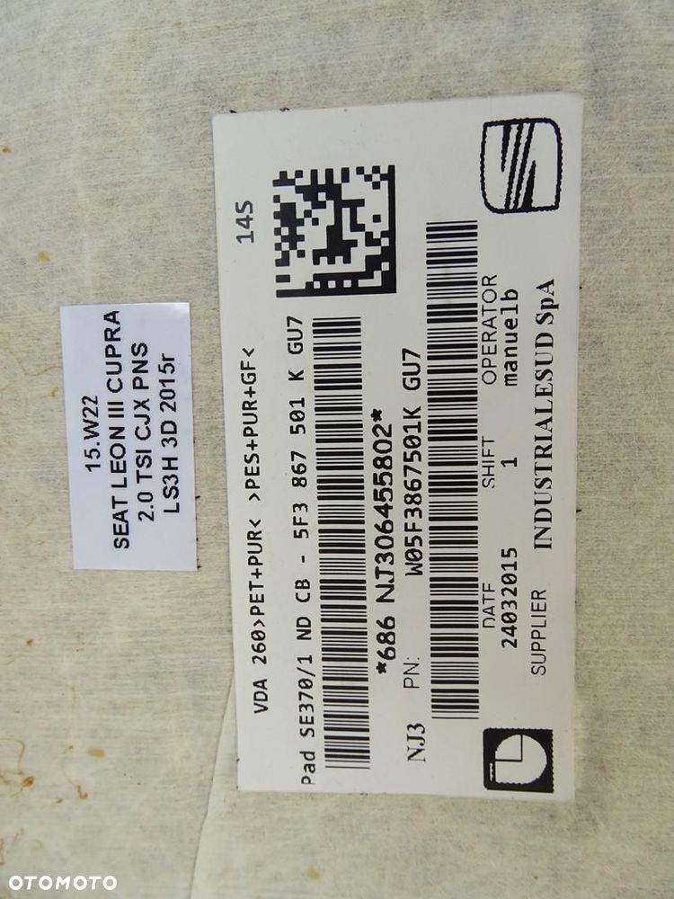 PODSUFITKA KPL CZARNA 5F3867501K SEAT LEON III CUPRA 3D GWIEZDNE NIEBO - 15