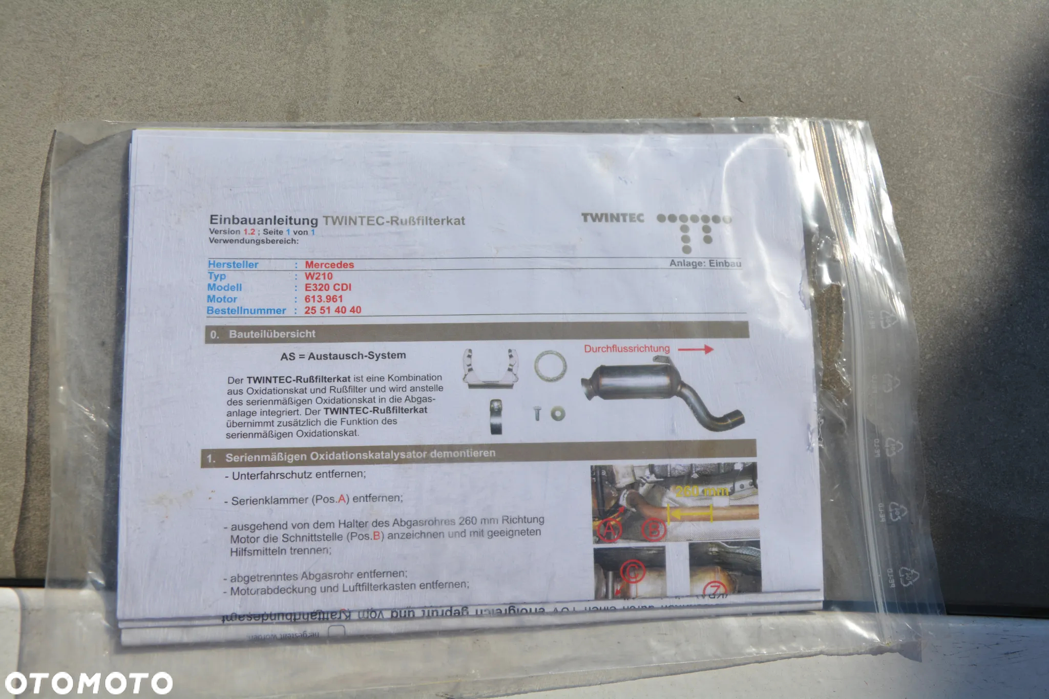 Mercedes E W210  Filtr sadzy / filtr cząstek stałych, układ wydechowy - 5