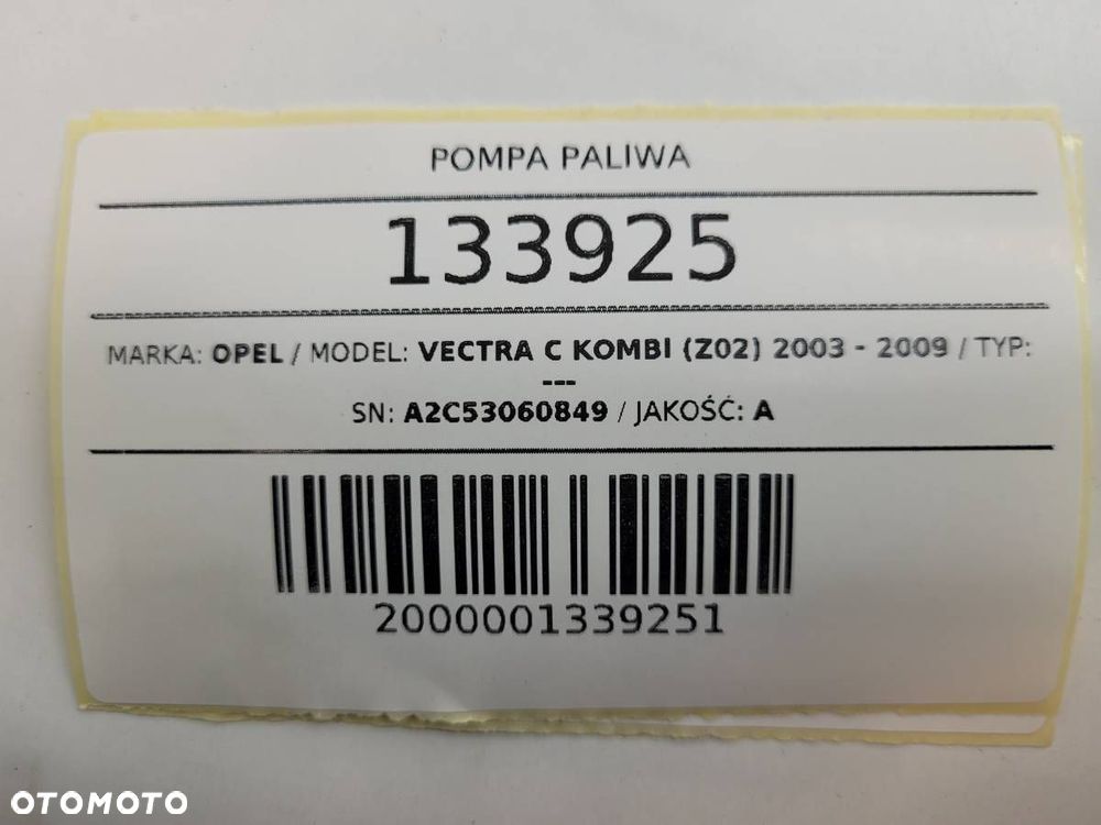 POMPA PALIWA A2C53060849 OPEL VECTRA C 1.9 CDTI - 12