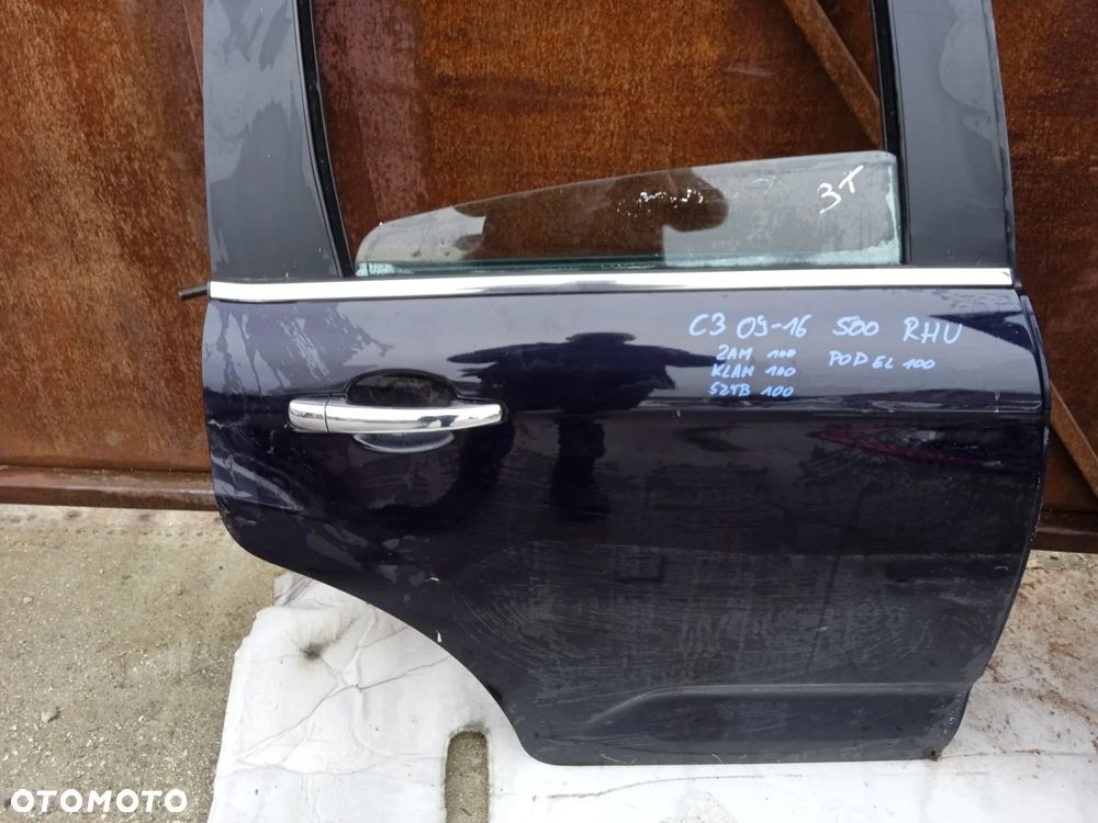 DRZWI PRAWE TYLNE CITROEN C3 09-16 ZAMEK KLAMKA PODNOŚNIK ELE. SZYBA KOD KOLORU RHU - 3
