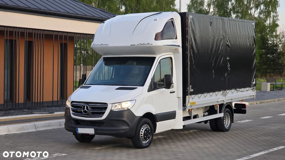 Mercedes-Benz SPRINTER 519 CDI 907❗❗3.0 190 KM V6 / MANUAL / PLANDEKA 10 PALET / PODNOSZONY DACH / BLIŹNIAKI / ZABUDOWA JEGGER / PODUSZKI PNEUMATYCZNE / SYPIALKA / SALON POLSKA ❗❗ - 3