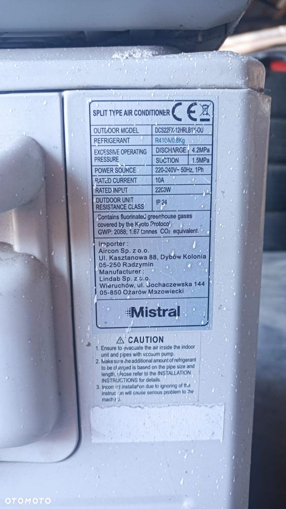 Klimatyzacja ścienna MISTRAL jednostka zewnętrzna +wewnętrzna - 8