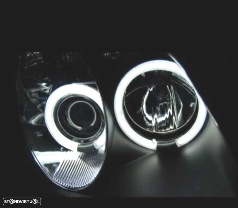 FARÓIS MERCEDES CLASSE SLK R170 96-04 ANGEL EYES CCFL FUNDO NEGRO - 2