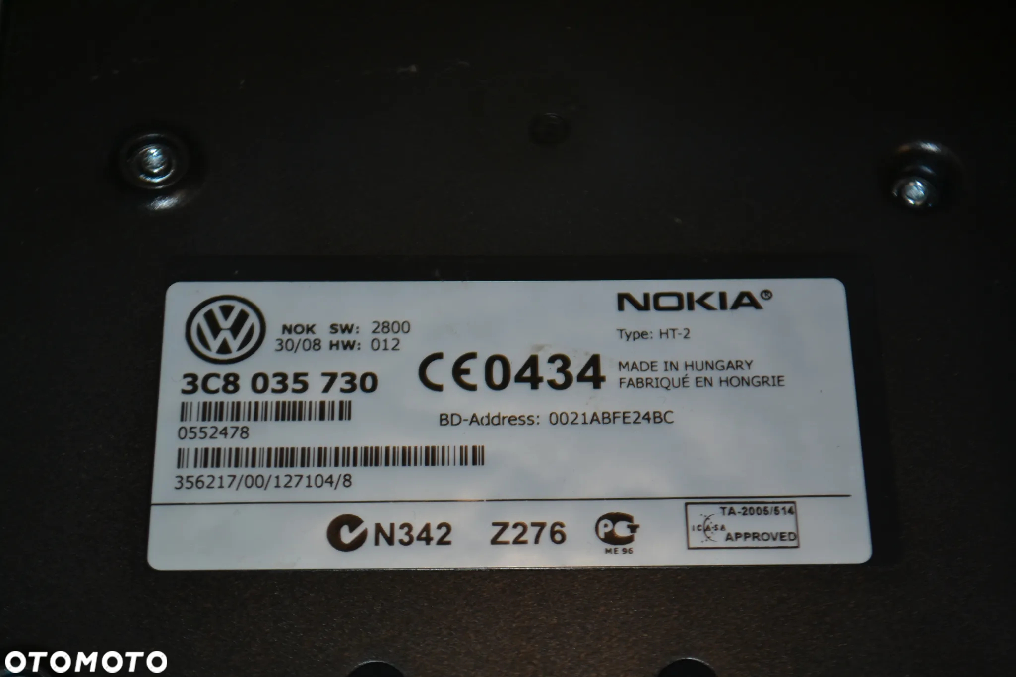 VW PASSAT B6 GOLF V MODUŁ BLUETOOTH NOKIA 3C8035730 - 3
