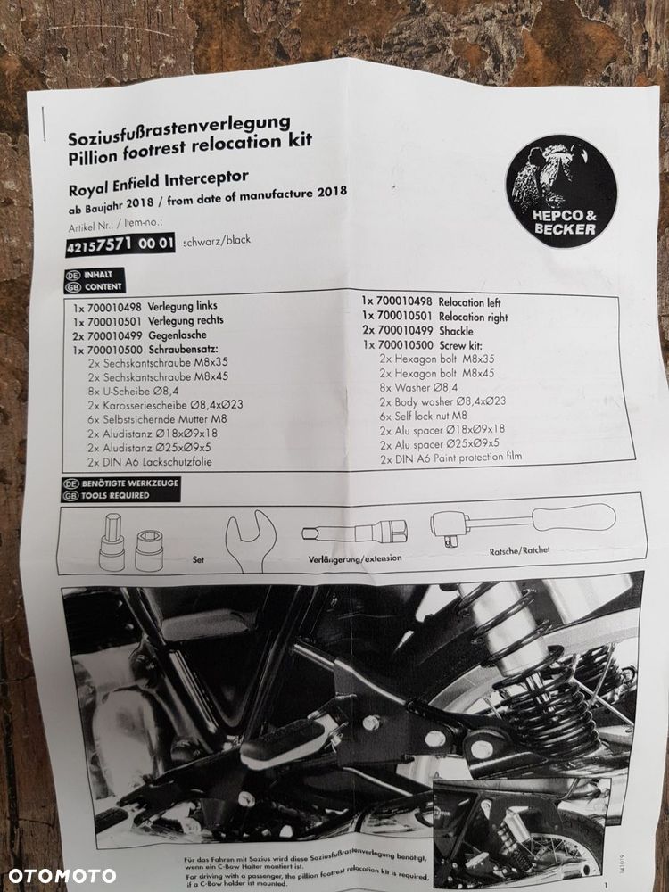 Zestaw obniżający podnóżki Hepco & Becker Royal Enfield Interceptor 650 - 10