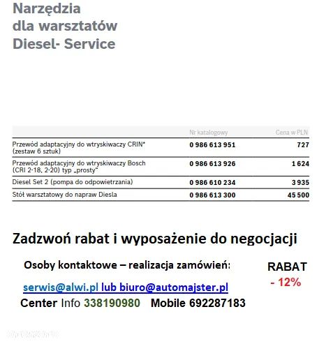 Dci 700 Bosch 0 683 725 001 tester wtryskiwaczy Kodowanie - 33