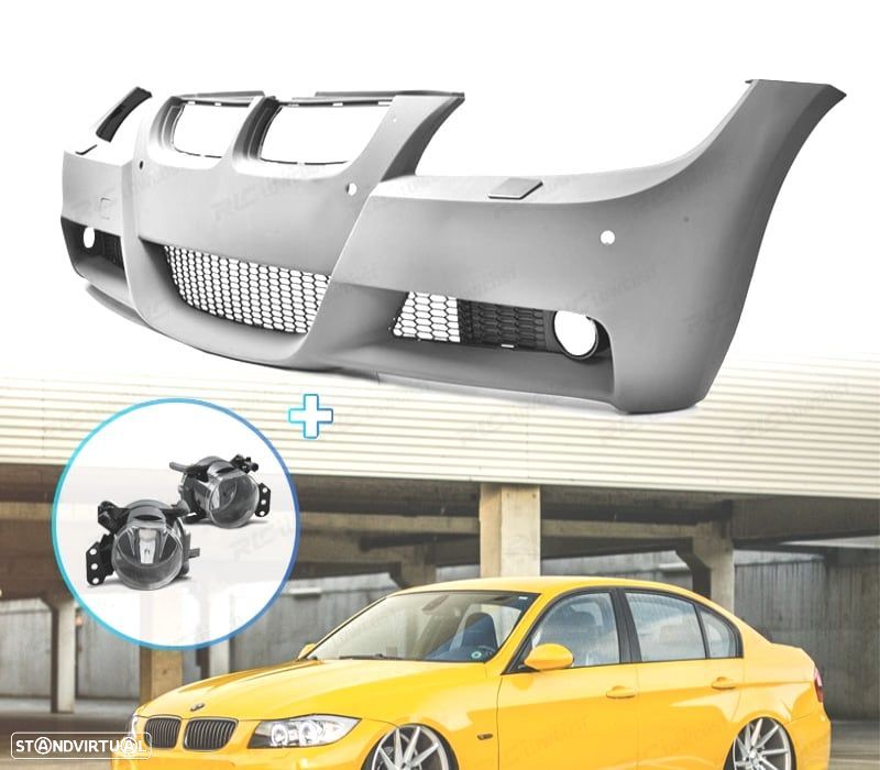 PÁRA-CHOQUES BMW E90 E91 05-08 LOOK M PDC + FAROIS DE NEVOEIRO - 1