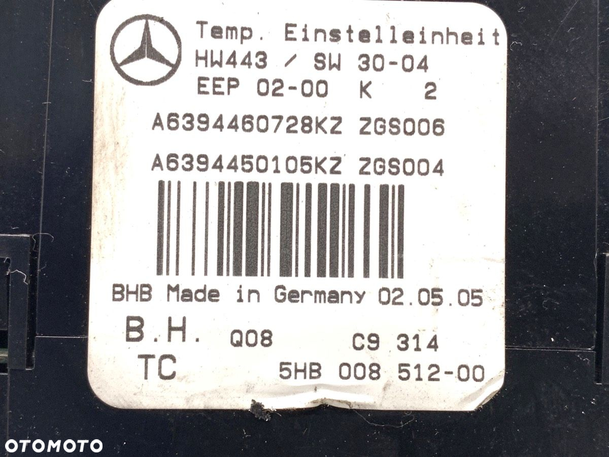 PANEL STEROWANIA NAWIEWU - 190.00 PLN - MERCEDES-BENZ VITO Autobus (W639) 2003 - 2022 115 CDI - 5