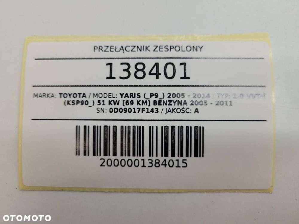 PRZEŁĄCZNIK ZESPOLONY 0D09017F143 TOYOTA YARIS II 2006 EUROPA - 11