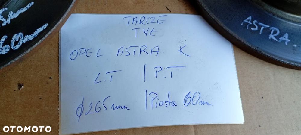 Tarcze hamulcowe tył tylne 265mm Opel Astra K 1.6 CDTI - 9