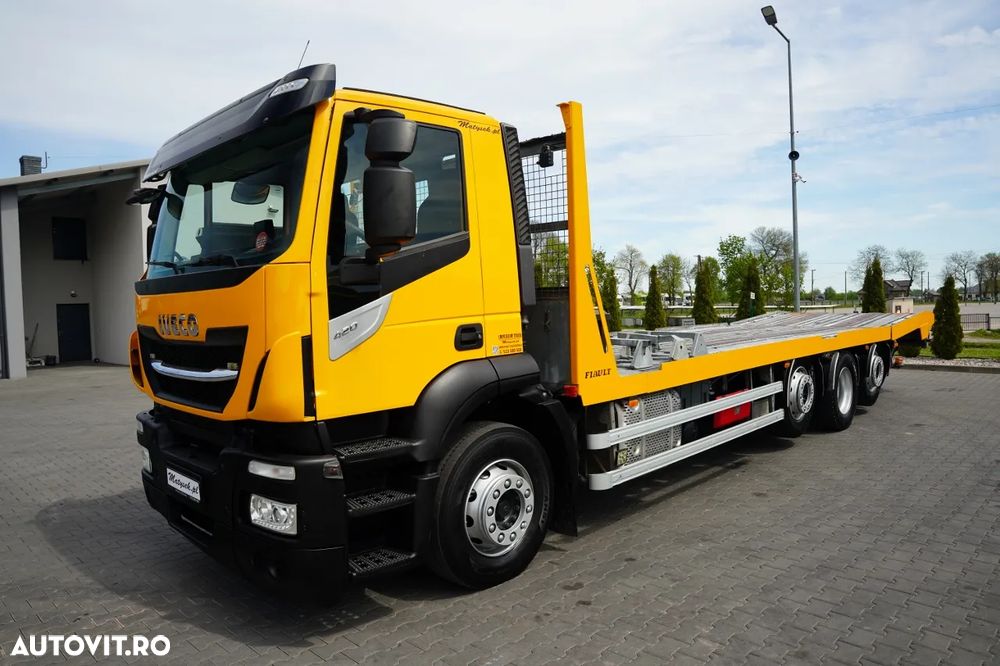 DAF STRALIS 420 / 8X4 / AUTOTURISM CAMION / PLATFORMĂ 10 M / ROTIERE HIDRAULICE / 2 AXE DE RIDICARE ȘI DIRECȚIE / COMPLET AIRMATIC / CAMERĂ / - 10