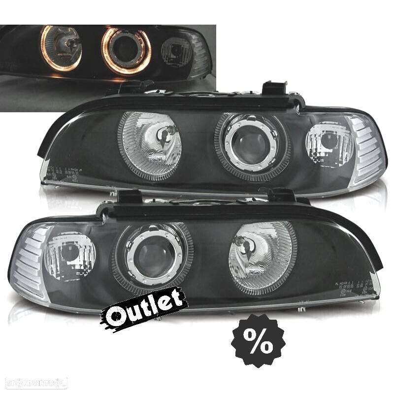R145769C2 FARÓIS ANGEL EYES BMW E39 95-00 FUNDO PRETO - 1