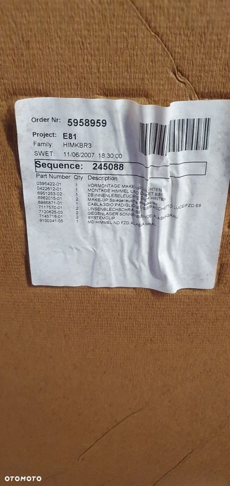 Tapicerka podsufitka sufit BMW I E81 3D 6978530 - 7