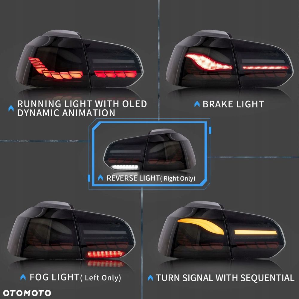 Lampy tylne kpl Vland Full Led Oled GTS Tuning Black VW Golf VI 6 5k0 2008- - 7