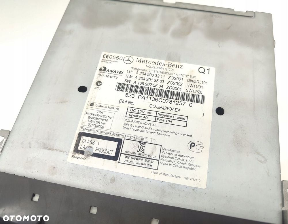 RADIO MERCEDES C KLASA W204 A2049003211 - 2