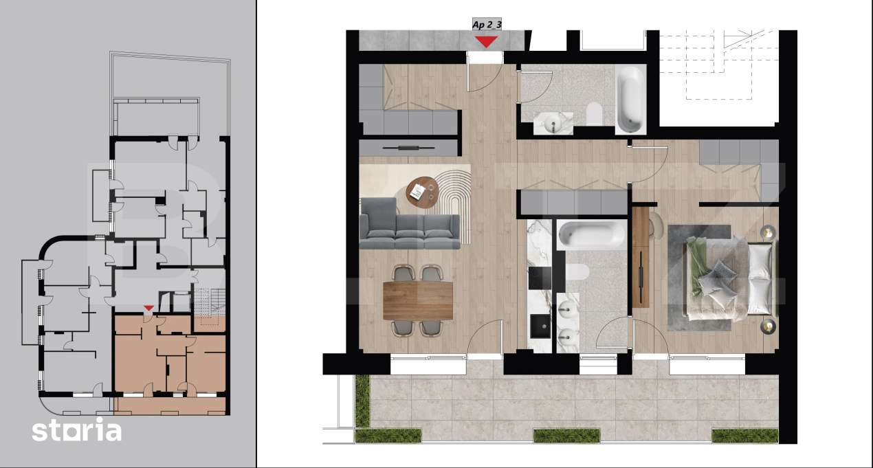 Apartament cu 2 camere, 60,10 mp, bloc nou, Etajul 2, Zona Dacia — fotografia 1