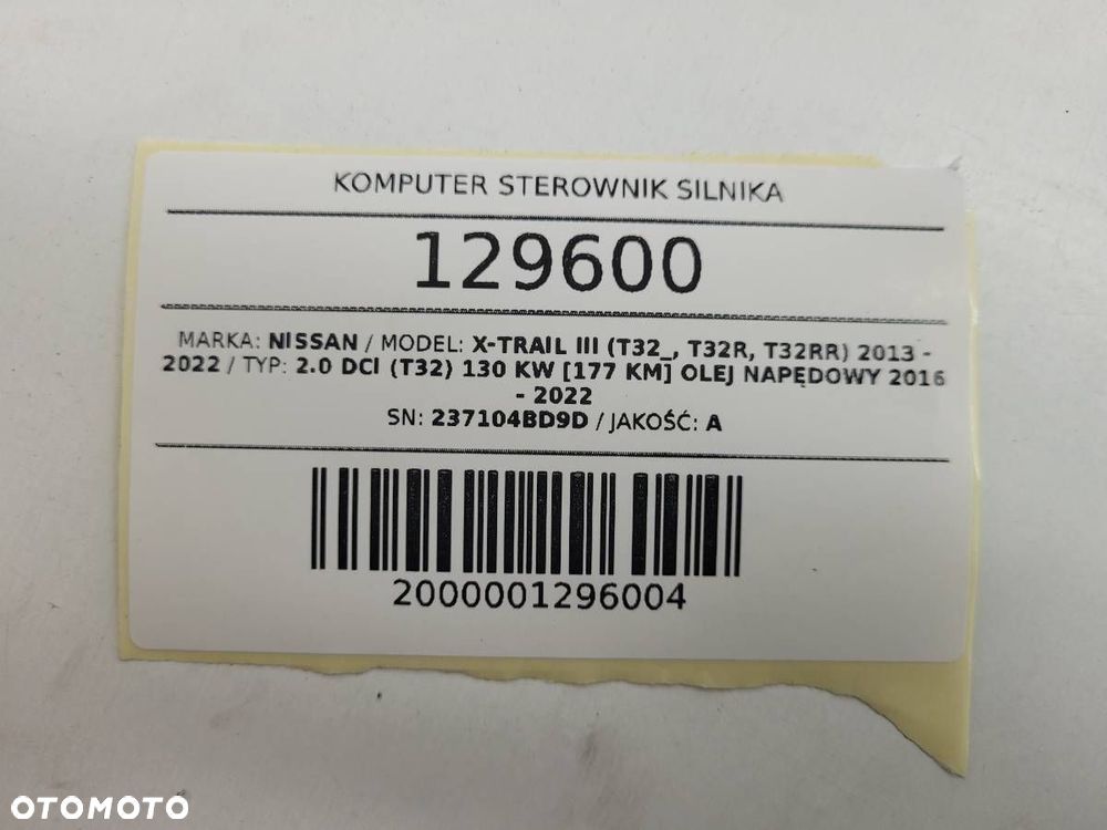 KOMPUTER STEROWNIK SILNIKA 2.0 DCI X-TRAIL III T32 237104BD9D 0281034008 - 9