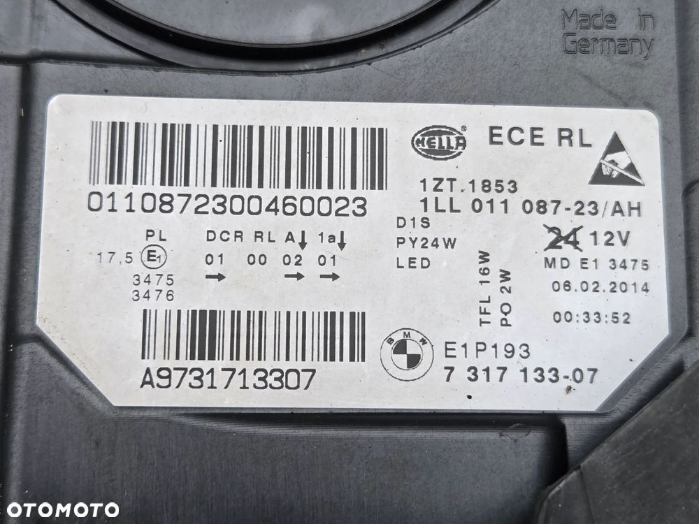 BMW 5 F10 F11 LCI LAMPA PRZÓD PRZEDNIA LEWA XENON KOMPLETNA UK 7317133 - 6