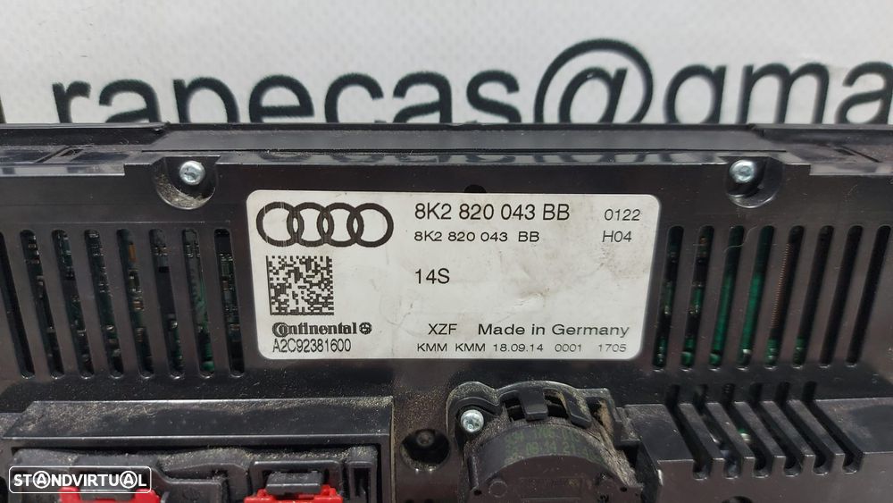 Comando Sofagem Climatronic Auto Rádio Audi A5 2014 8K2820043BB Original - 3