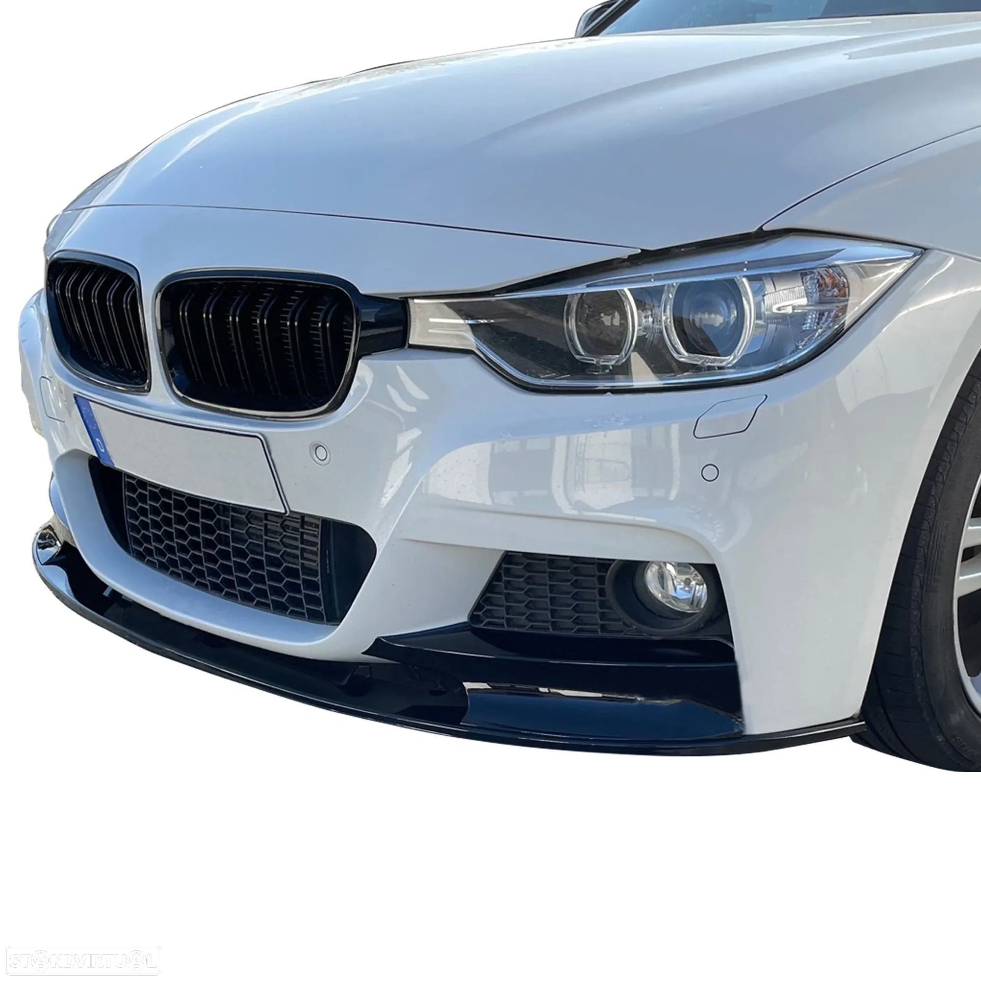 Aba / Spoiler / Lip Frontal em preto piano brilhante para BMW F30 / F31 11-19 M-Performance Look em plástico ABS - 5