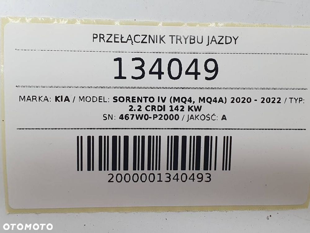 PANEL PRZEŁĄCZNIK TRYBU JAZDY KIA SORENTO IV 467W0-P2000 - 5