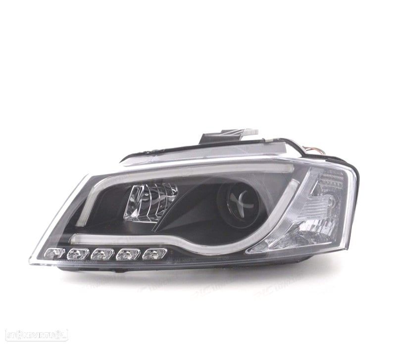FARÓIS COM LUZ DIURNA TFL AUDI A3 8P 08-12 FUNDO PRETO - 2