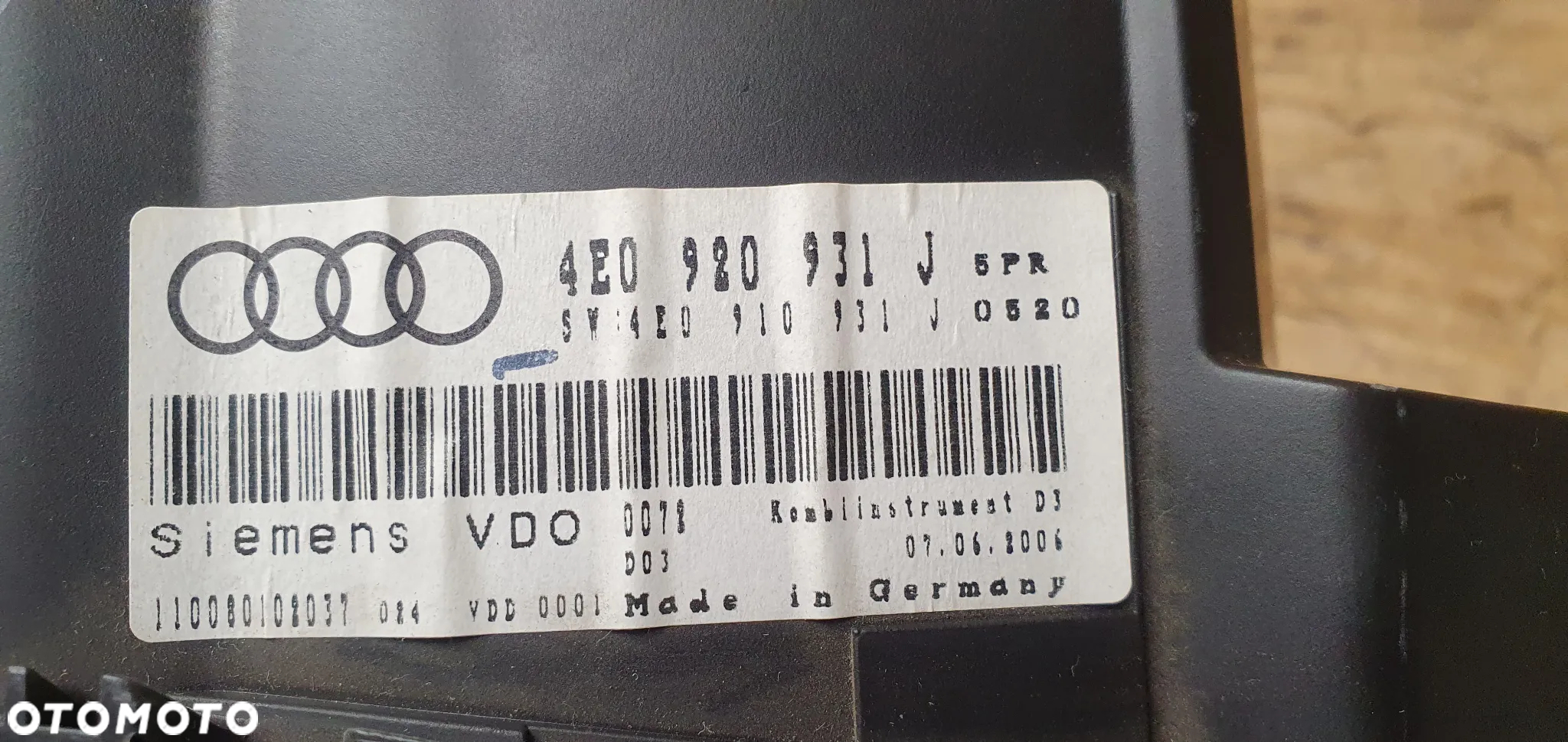 Licznik zegary Audi A8 D3 4.2 TDI 4E0920931J - 6
