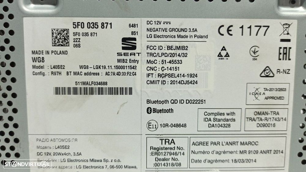 SISTEMA AUDIO / RADIO CD SEAT IBIZA (6P1) FR - 7