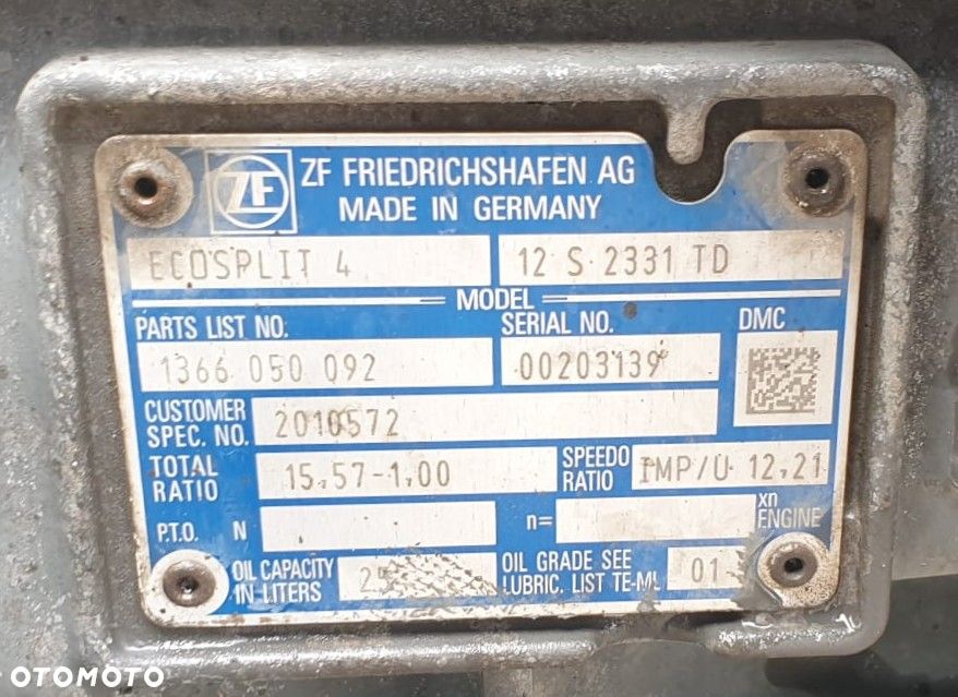 SKRZYNIA BIEGÓW ECOSPLIT 4 Z RETARDEREM DAF XF EURO 6 12S2331TD 15,57-1,00 MANUALNA - 6