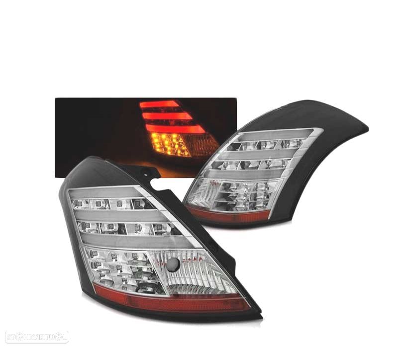 FAROLINS TRASEIROS LED SUZUKI SWIFT IV 10-17 LIGHT BAR PRETOS - 1