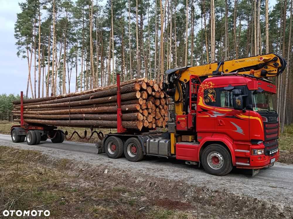 Scania R580 V8 2016r Scania R560 V8 2014r Scania R500 V8 2013r do drewna drzewa lasu dłużycy kłody dźwig epsilon loglift wózek doll huttner przyczepa do transportu drewna - 7