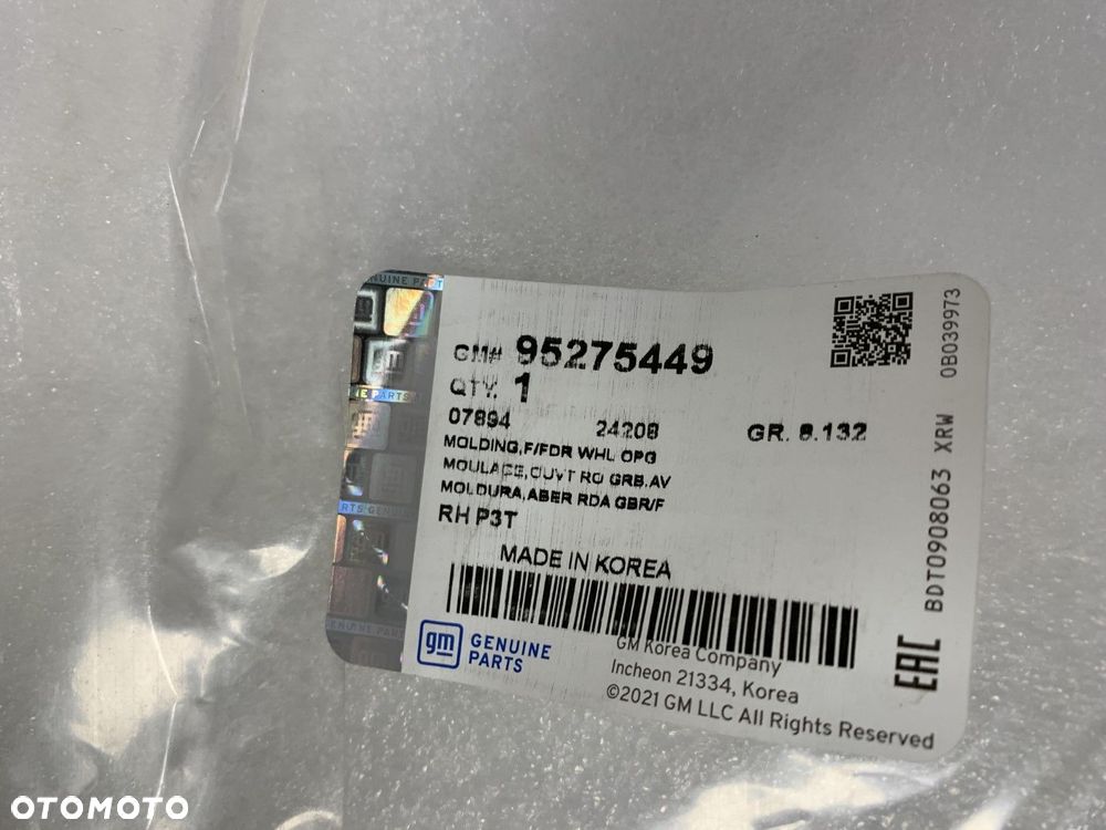 NOWA ORYGINALNA LISTWA BŁOTNIKA LEWY PRZÓD LEWA PRZEDNIA OPEL MOKKA X 16-19 95164501 - 7