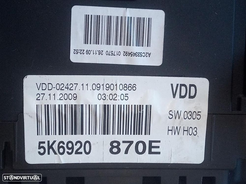 QUADRANTE VOLKSWAGEN GOLF VI 5K110.2008 - 2