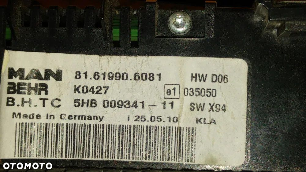 Panel sterowania klimatyzacja MAN TGX 81.61990.6081 - 4